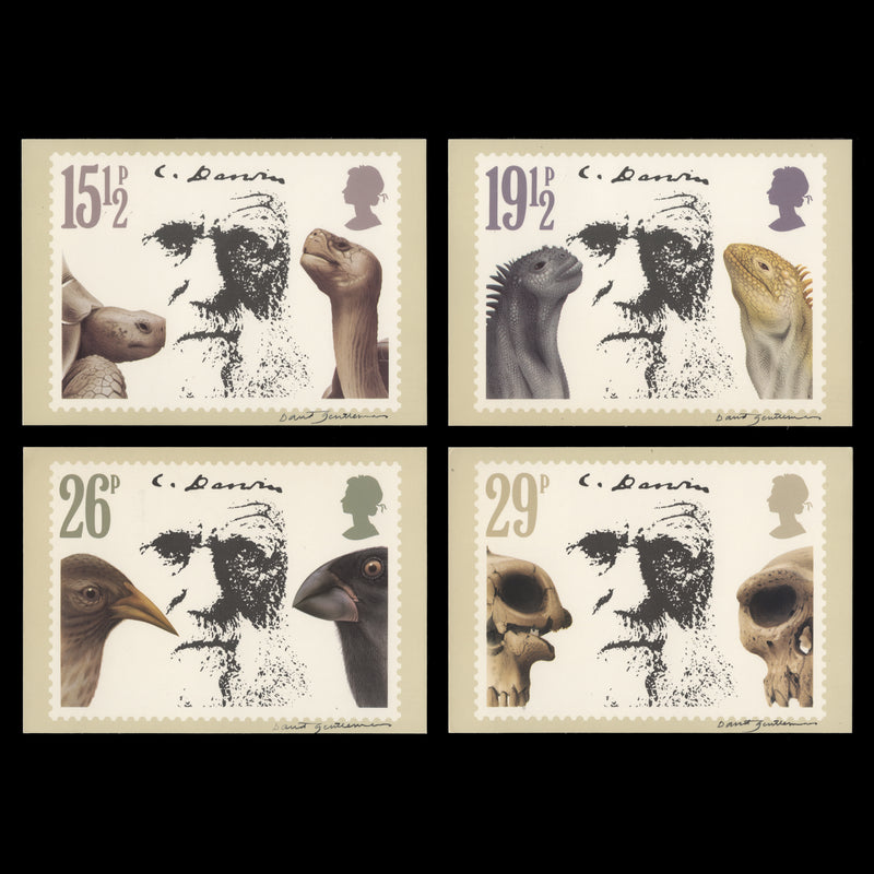 Great Britain 1982 Charles Darwin Centenary PHQ cards signed by designer