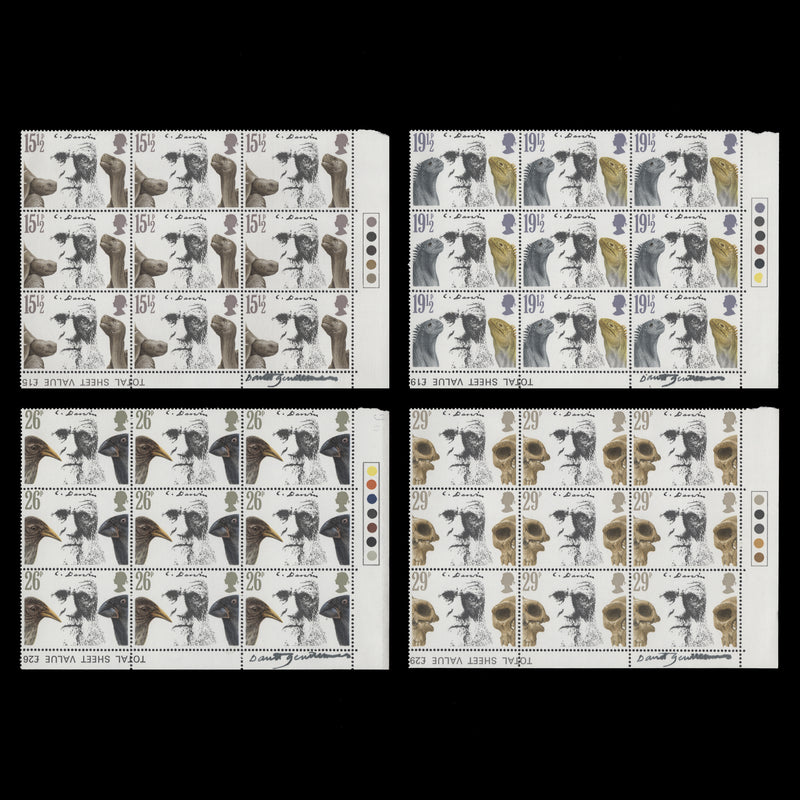 Great Britain 1982 (MNH) Charles Darwin Centenary signed traffic light blocks