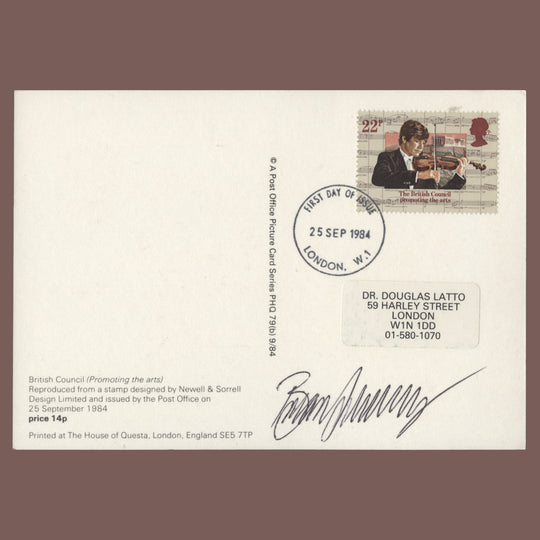 Great Britain 1984 British Council Anniversary PHQ card signed by designer