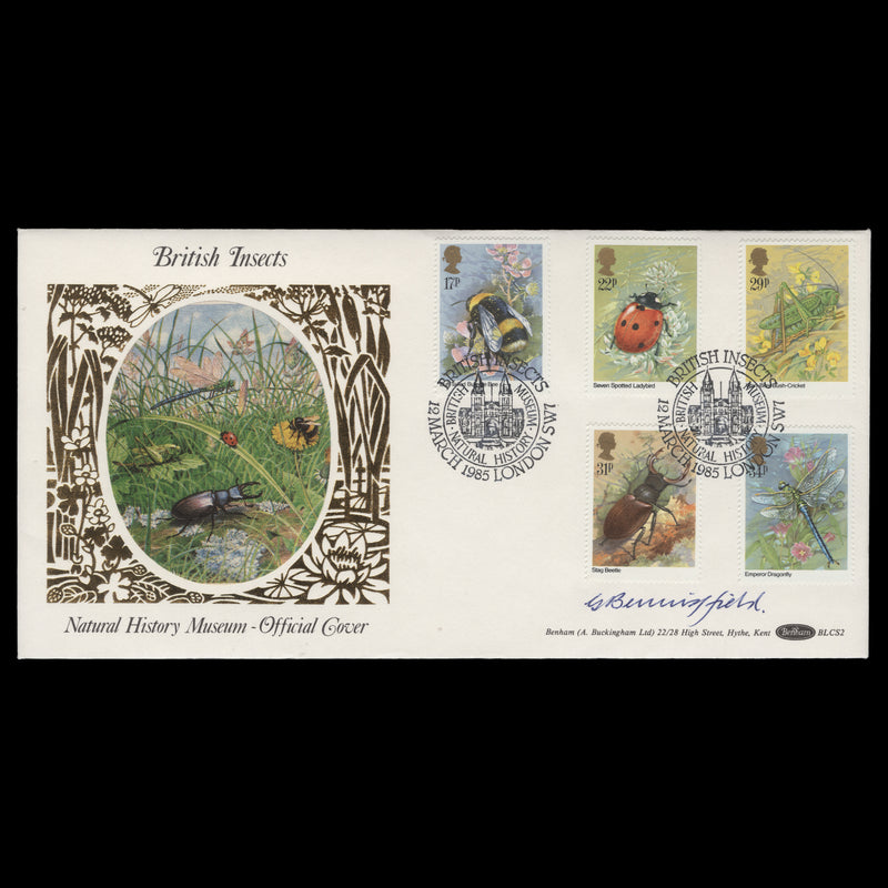 Great Britain 1985 Insects first day cover signed by stamp designer