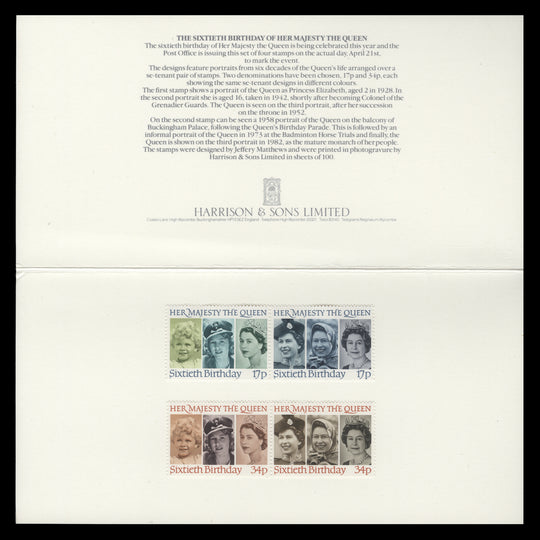 Great Britain 1986 Queen Elizabeth II's Birthday presentation folder