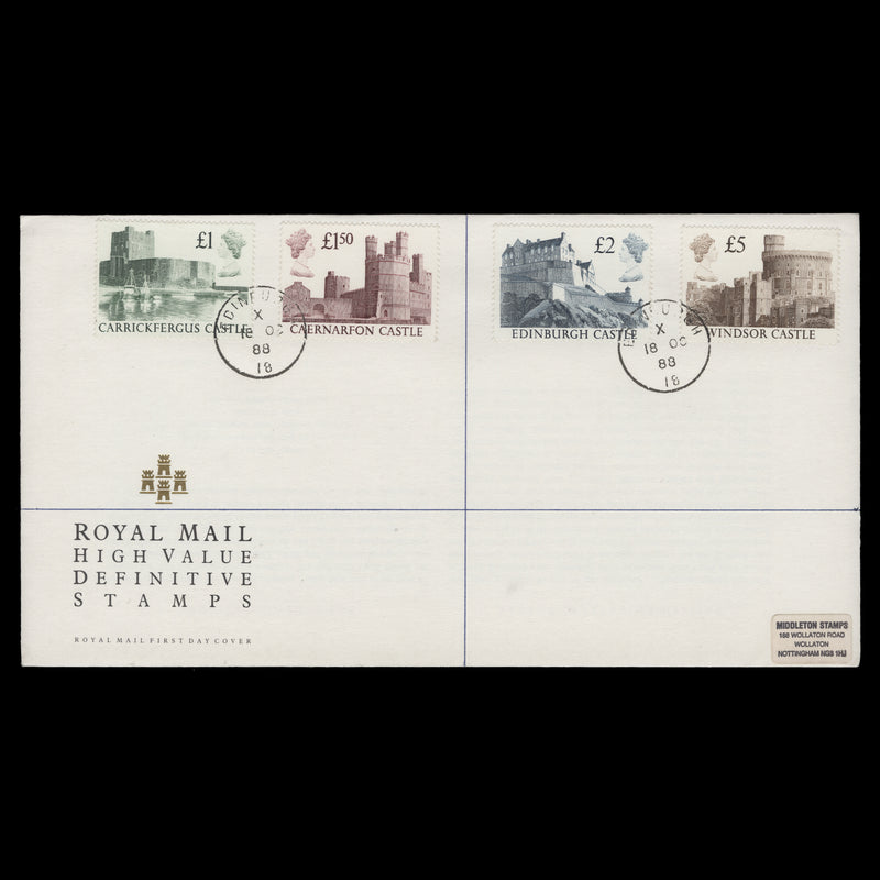 Great Britain 1988 High Value Castles first day cover, EDINBURGH