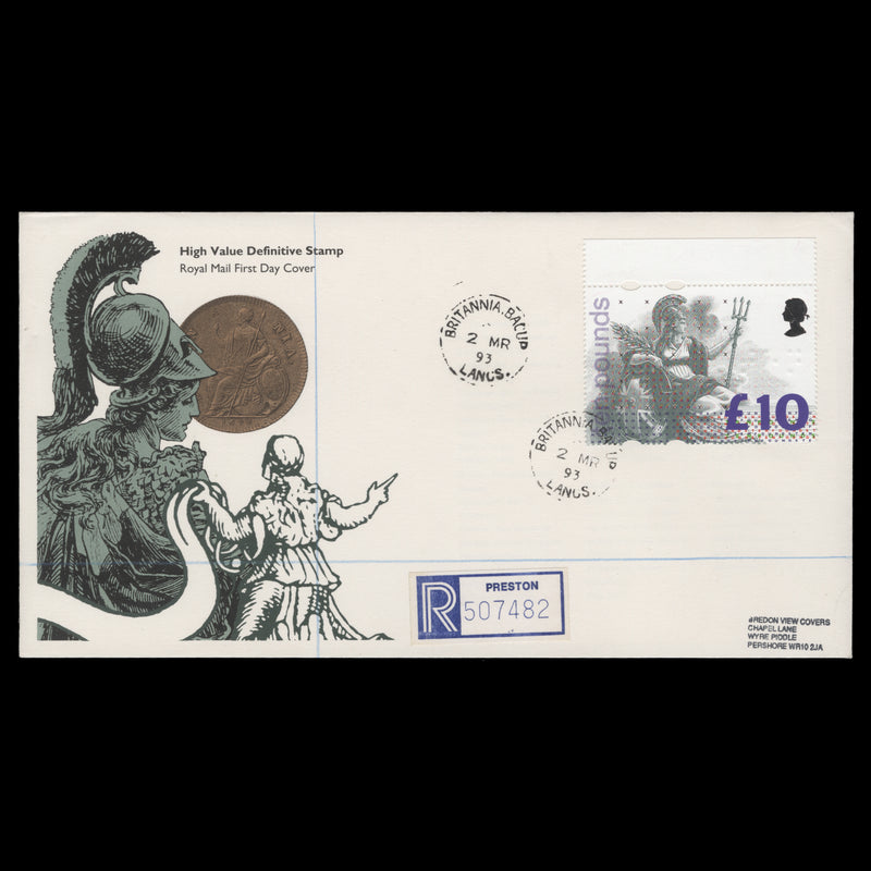 Great Britain 1993 £10 Britannia first day cover, BRITANNIA