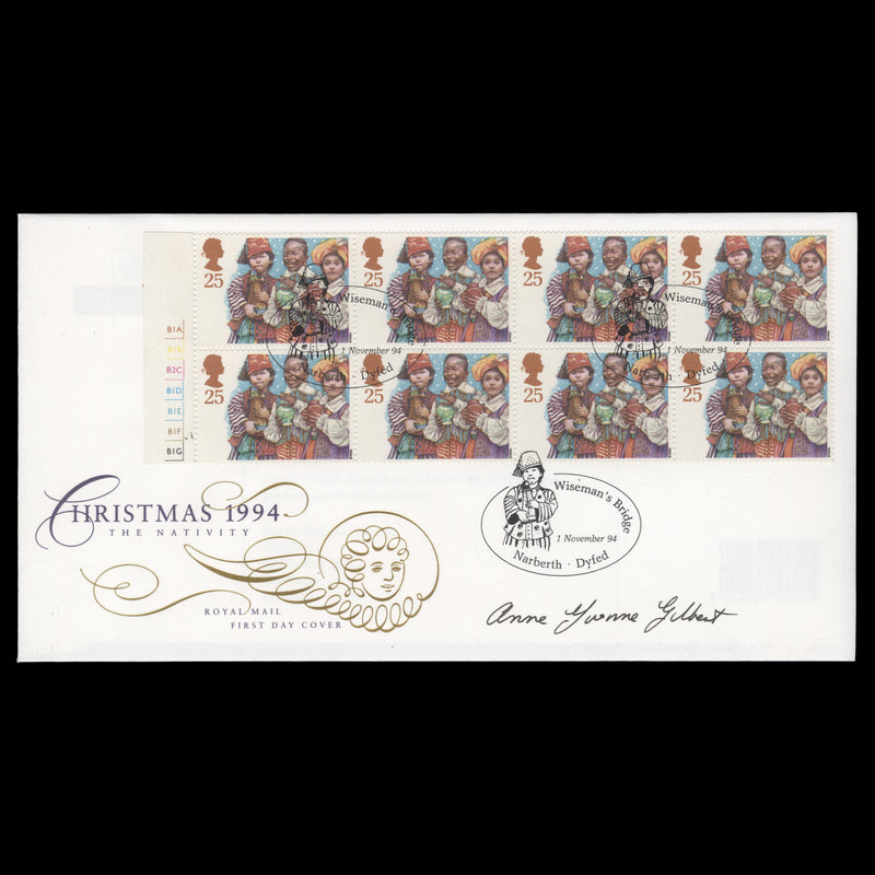 Great Britain 1994 Christmas first day cover signed by Anne Yvonne Gilbert