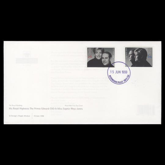 Great Britain 1999 Royal Wedding first day cover, BUCKINGHAM PALACE