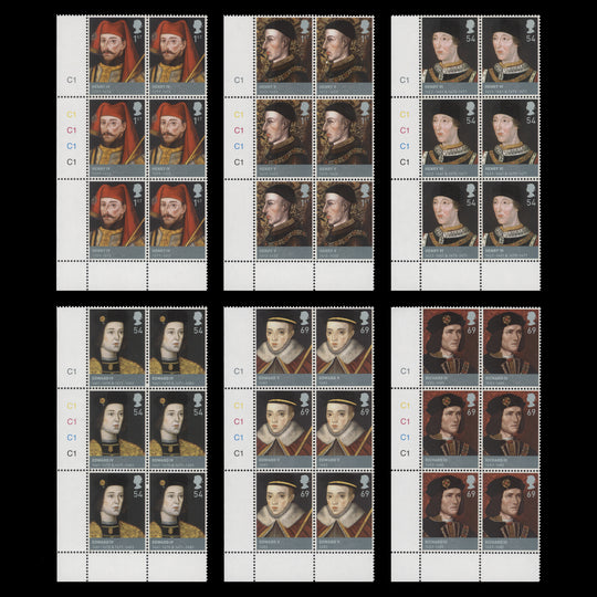 Great Britain 2008 (MNH) British Monarchs cylinder blocks