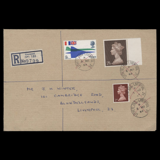 Great Britain 1969 Large-Format Definitive pre-release cover, LITHERLAND