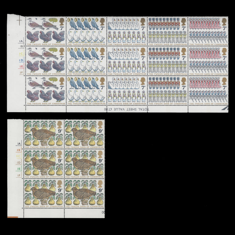 Great Britain 1977 (MNH) Christmas cylinder blocks