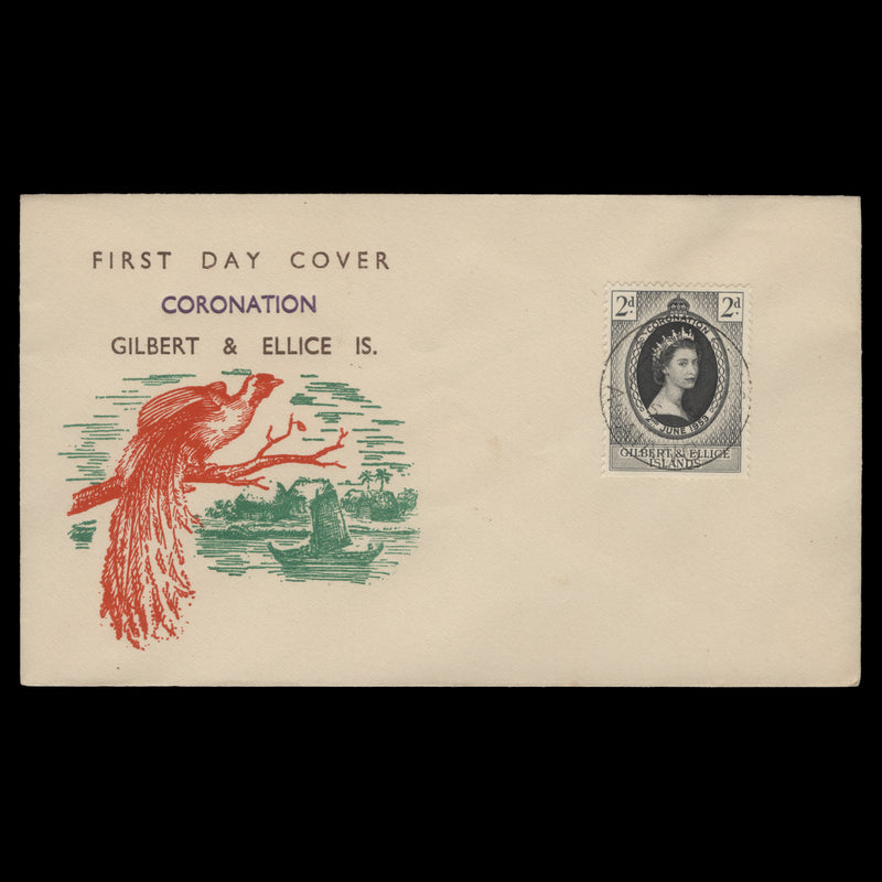 Gilbert & Ellice Islands 1953 (FDC) 2d Coronation, ABAIANG
