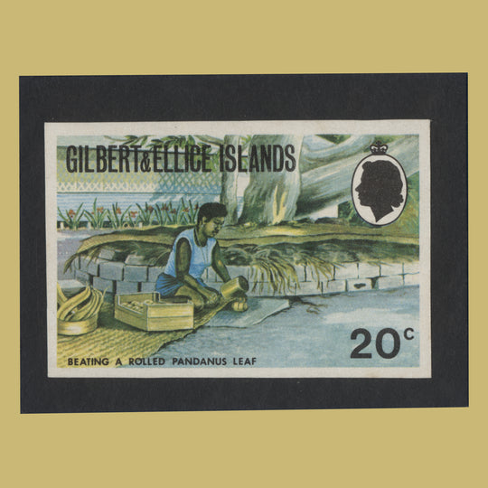 Gilbert & Ellice Islands 1971 Beating a Rolled Pandanus Leaf imperf proof