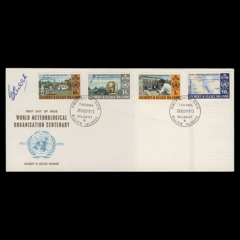 Gilbert & Ellice Islands 1973 IMO/WMO Centenary signed first day cover