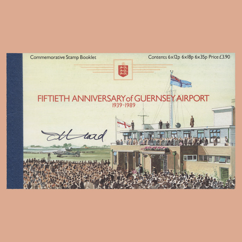 Guernsey 1989 Airport Anniversary booklet signed by designer