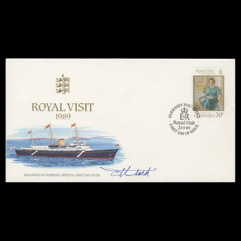 Guernsey 1989 Royal Visit first day cover signed by Tony Theobald