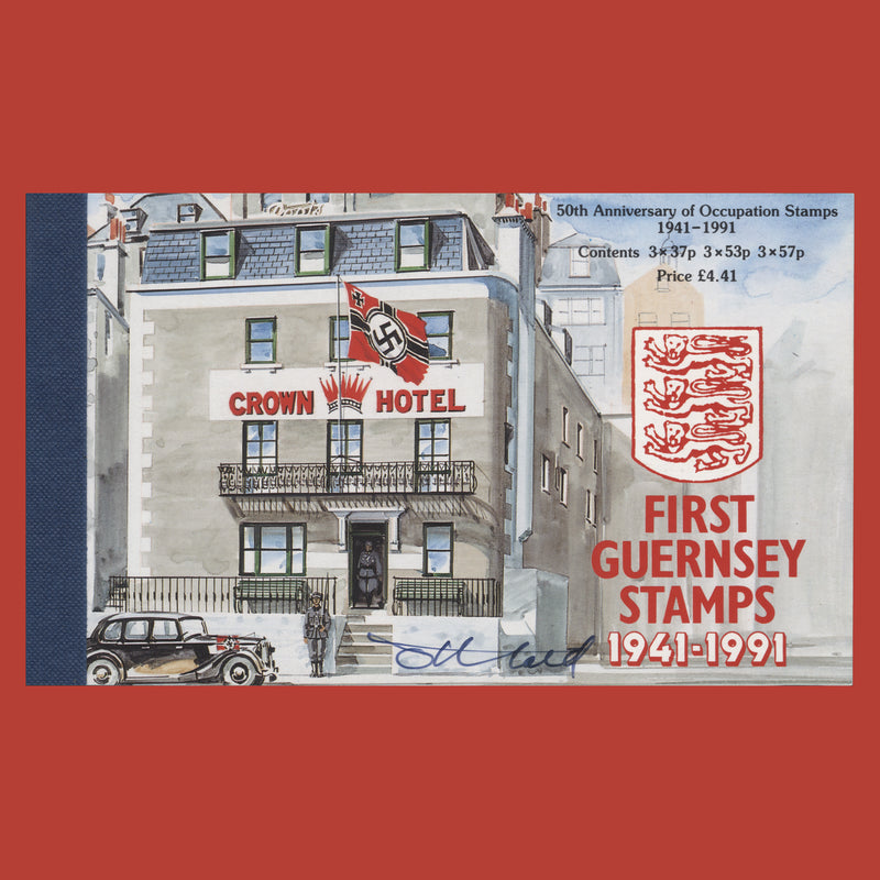 Guernsey 1991 Postage Stamps Anniversary booklet signed by designer