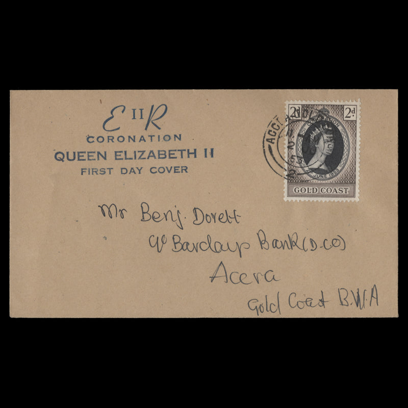 Gold Coast 1953 (FDC) 2d Coronation, ACCRA