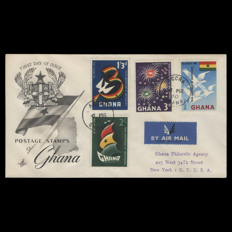 Ghana 1960 Anniversary of Independence first day cover, ACCRA