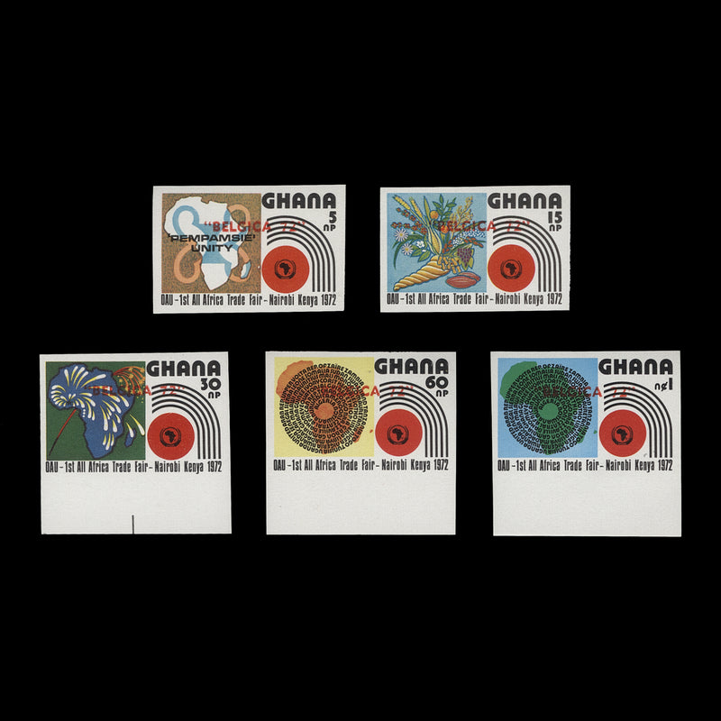 Ghana 1972 (MNH) Stamp Exhibition, Belgium imperf singles