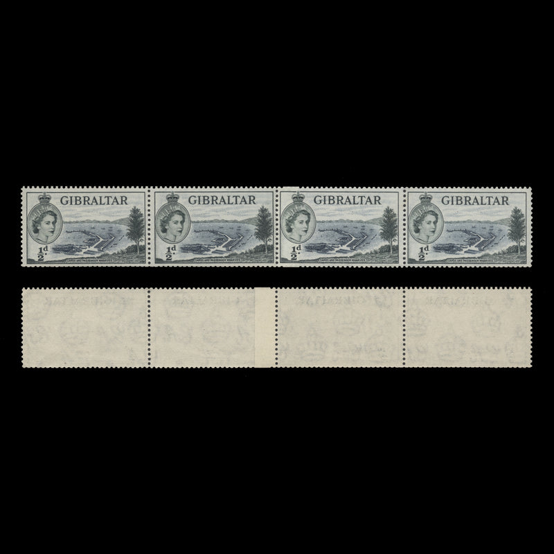 Gibraltar 1953 (MNH) ½d Cargo and Passenger Wharves coil join strip