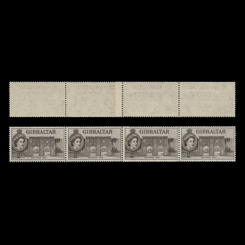 Gibraltar 1953 (MNH) 2d Southport Gate coil join strip