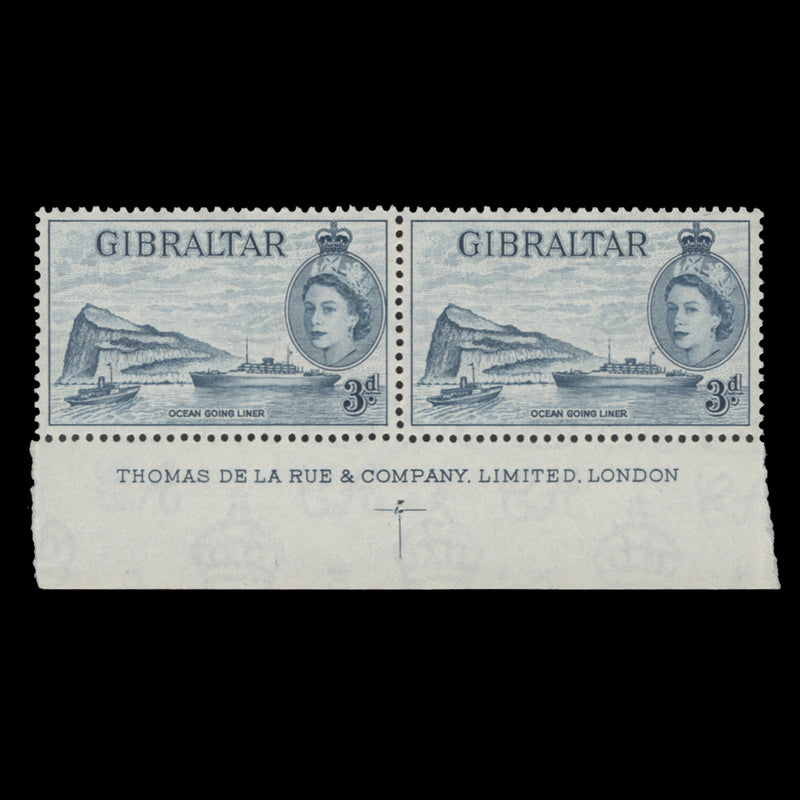 Gibraltar 1953 (MNH) 3d Ocean Going Liner imprint pair