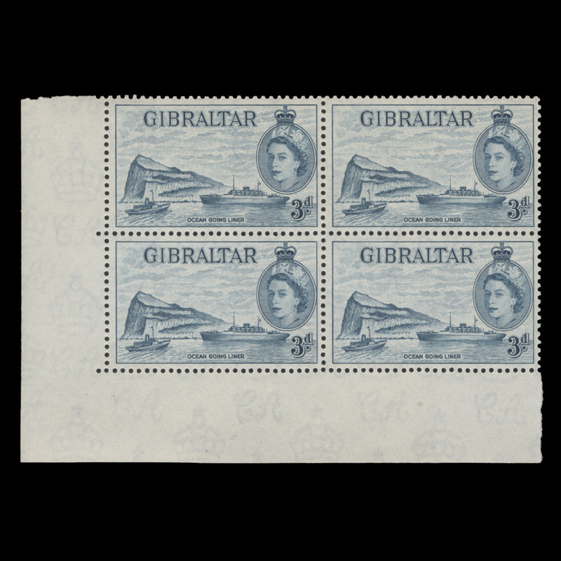 Gibraltar 1953 (MNH) 3d Ocean Going Liner block