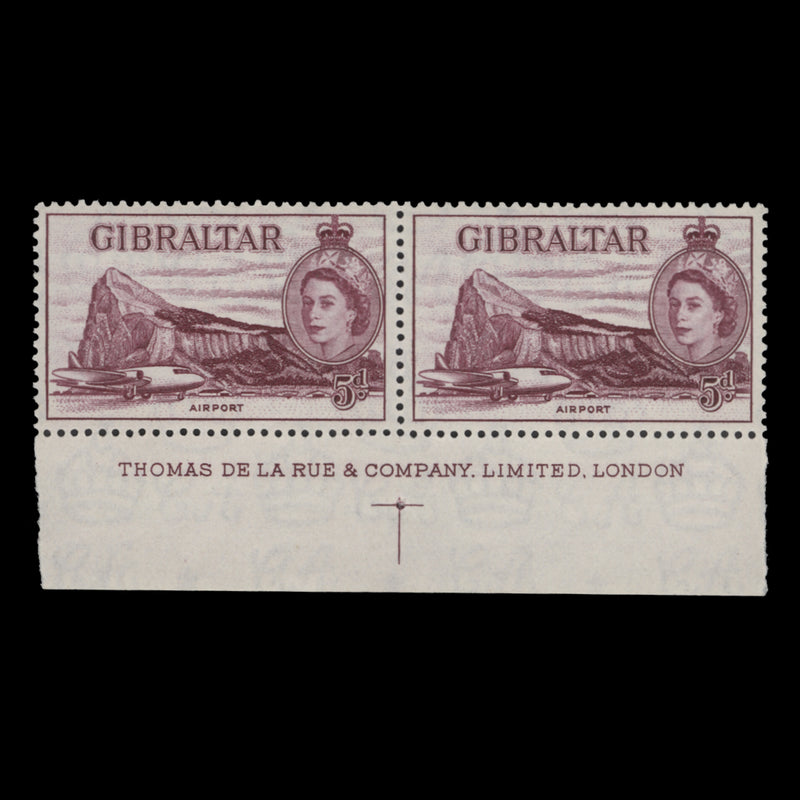 Gibraltar 1953 (MNH) 5d Airport imprint pair