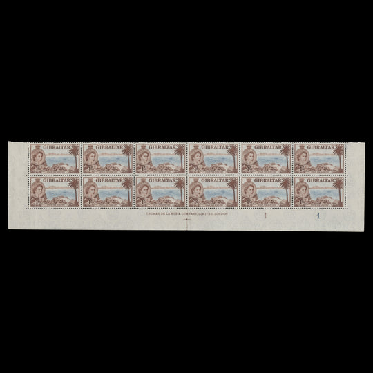 Gibraltar 1953 (MNH) 1s Straits from Buena Vista imprint/plate 1–1 block