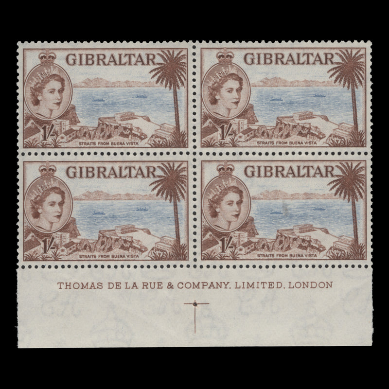 Gibraltar 1953 (MNH) 1s Straits from Buena Vista imprint block