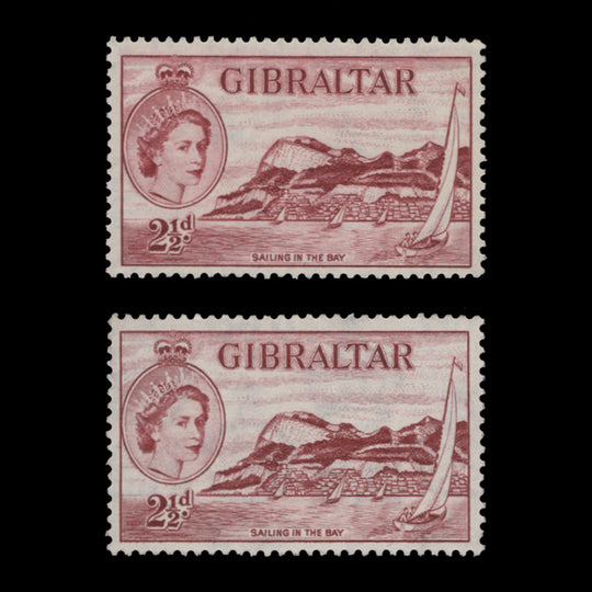 Gibraltar 1956 (MNH) 2½d Sailing in the Bay in deep carmine