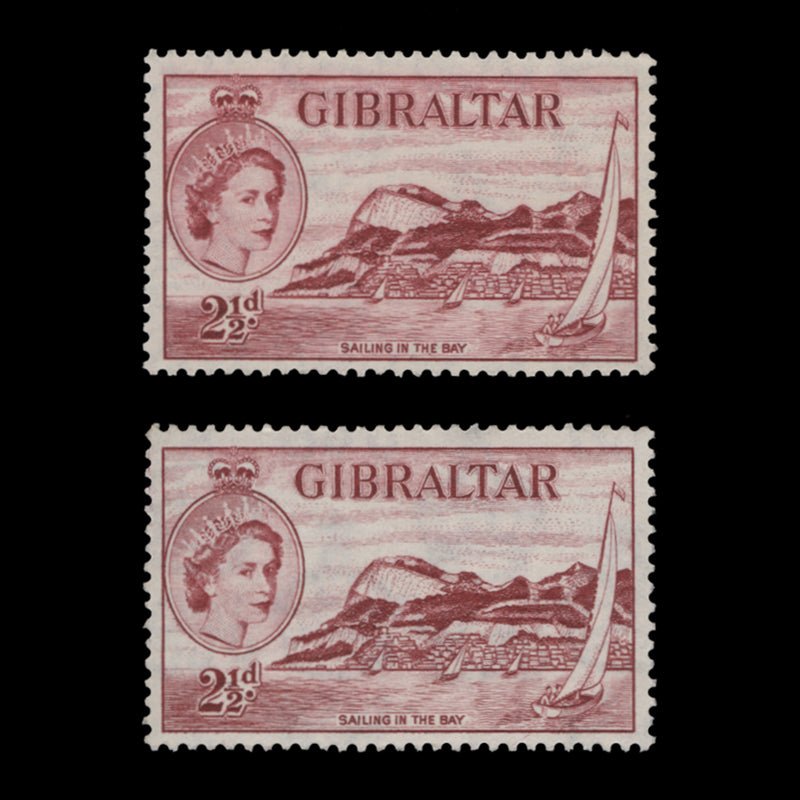 Gibraltar 1956 (MNH) 2½d Sailing in the Bay in deep carmine