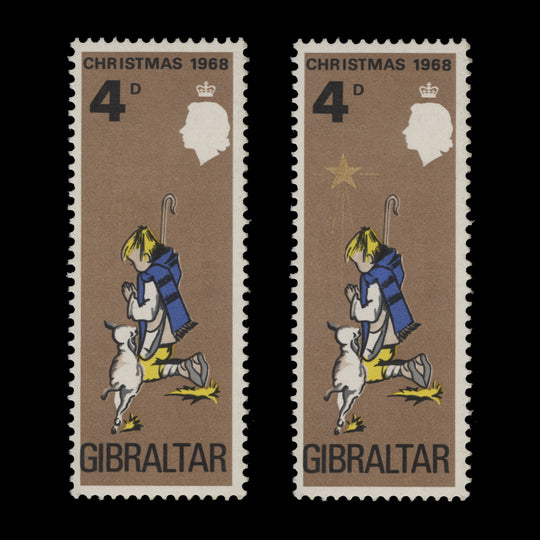Gibraltar 1968 (Variety) 4d Christmas missing gold