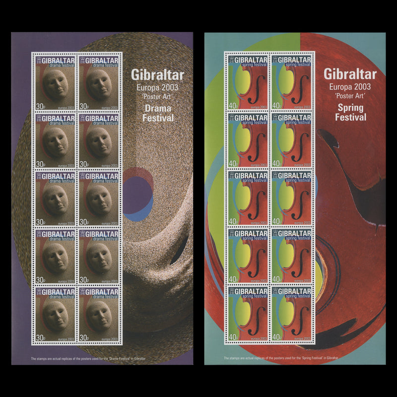 Gibraltar 2003 (MNH) Poster Art sheetlets of ten stamps