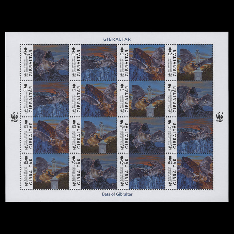 Gibraltar 2017 (MNH) Bats sheetlet of 16 stamps