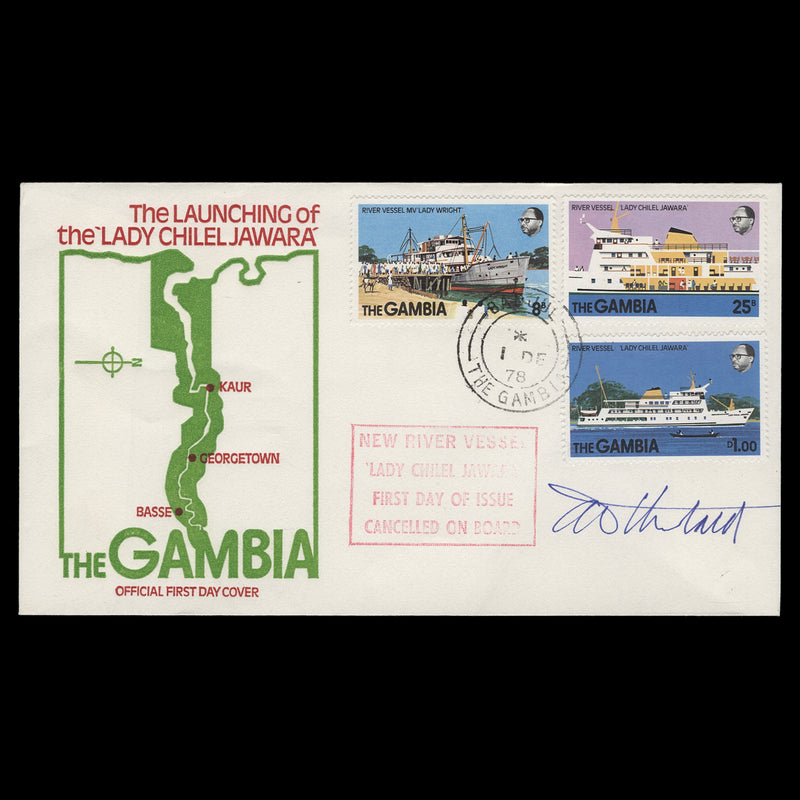 Gambia 1978 Launching of Lady Chilel Jawara first day cover signed by designer
