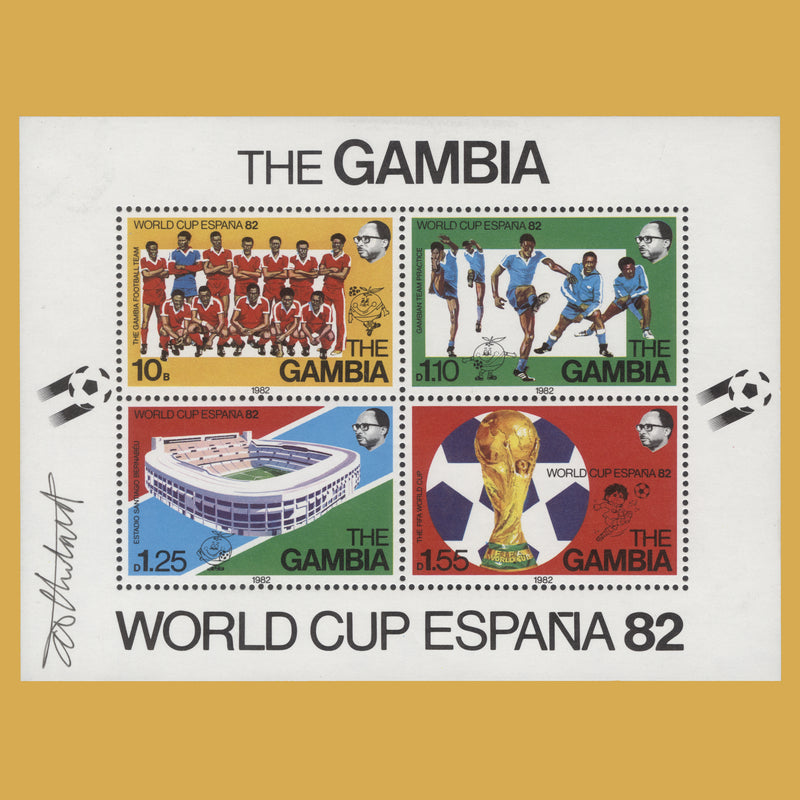 Gambia 1982 (MNH) World Cup Football, Spain signed miniature sheet