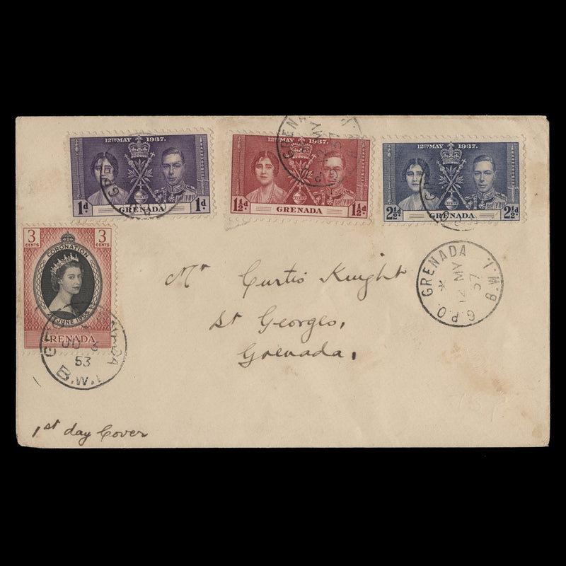 Grenada 1937/1953 Coronation double-dated first day cover