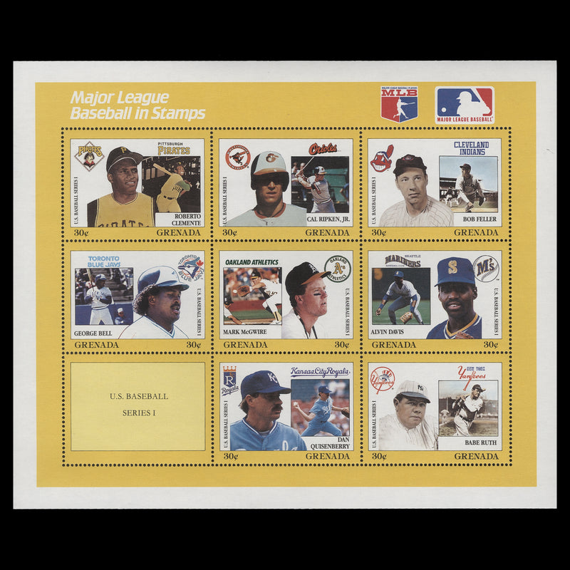 Grenada 1988 (Variety) Major League Baseball reprinted sheetlet