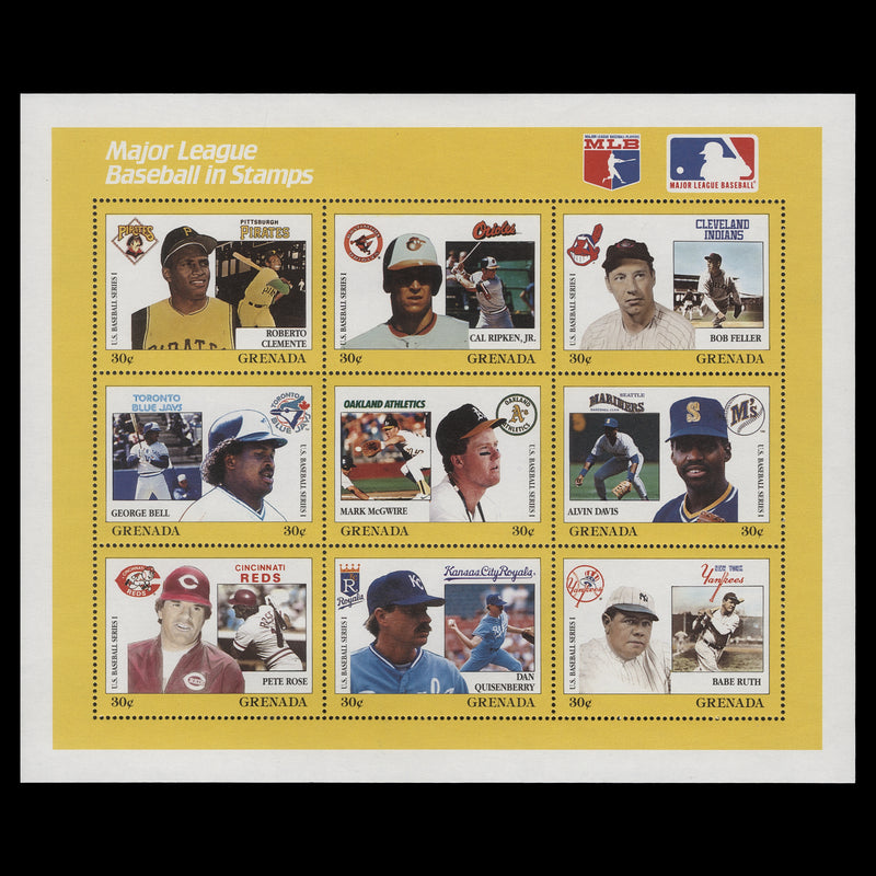 Grenada 1988 (Variety) Major League Baseball recalled sheetlet