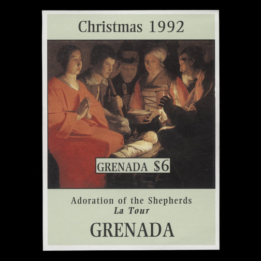 Grenada 1992 (MNH) $6 Christmas imperforate proof miniature sheet