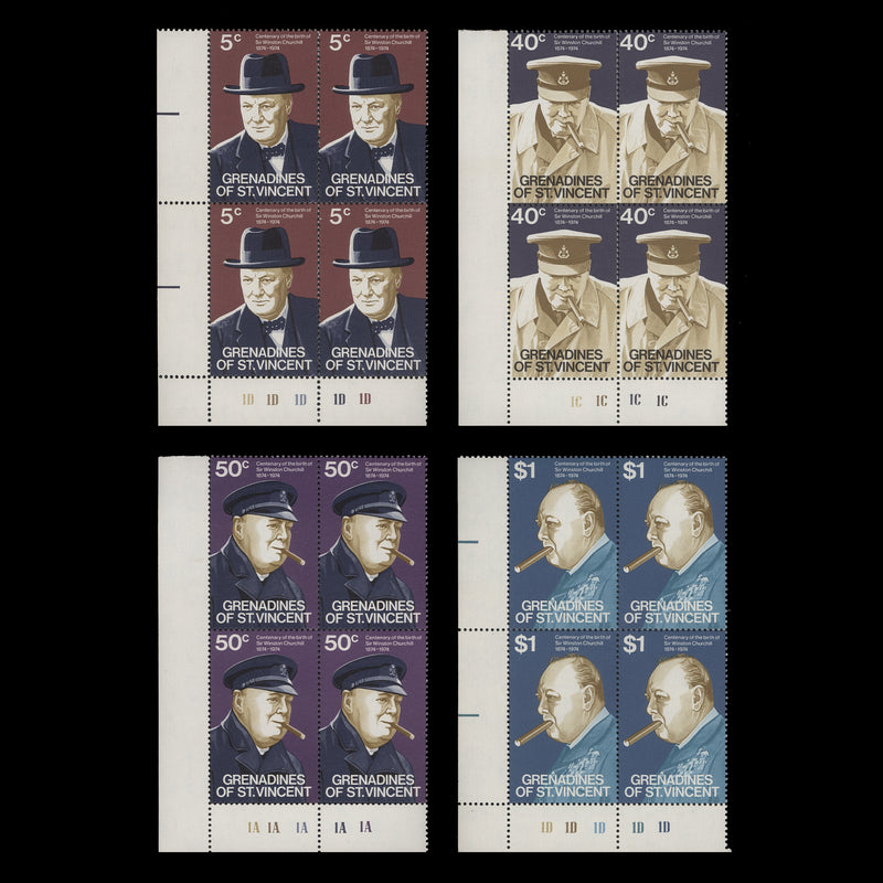 Grenadines of St Vincent 1974 (MNH) Churchill Birth Centenary plate blocks