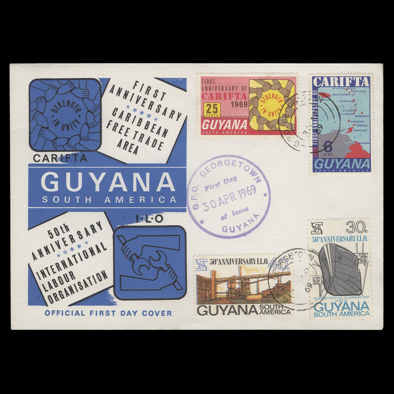 Guyana 1969 Anniversaries first day cover, GEORGETOWN