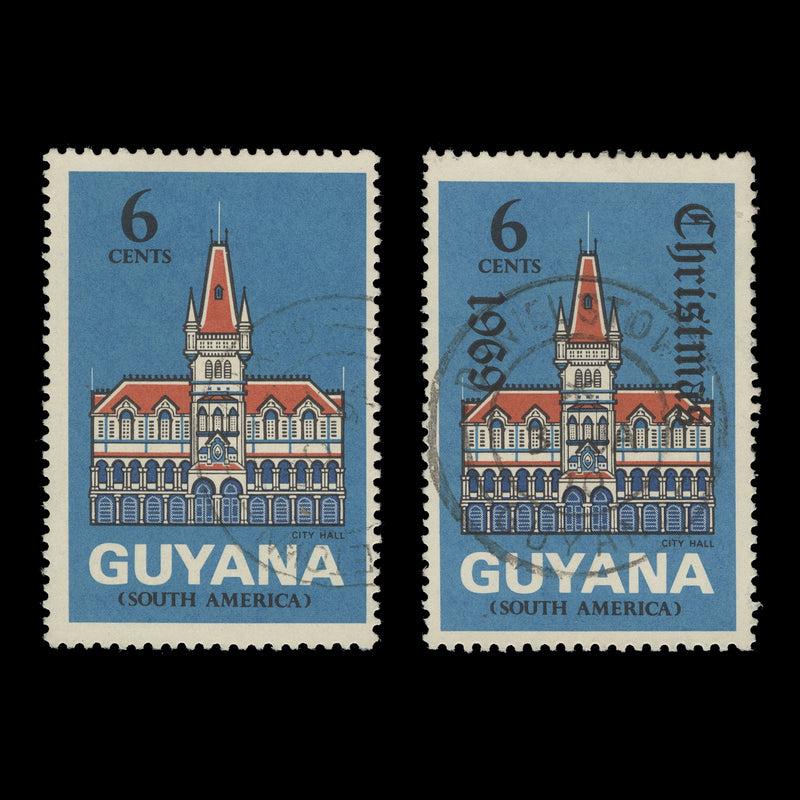 Guyana 1969 (Variety) 6c Christmas missing overprint
