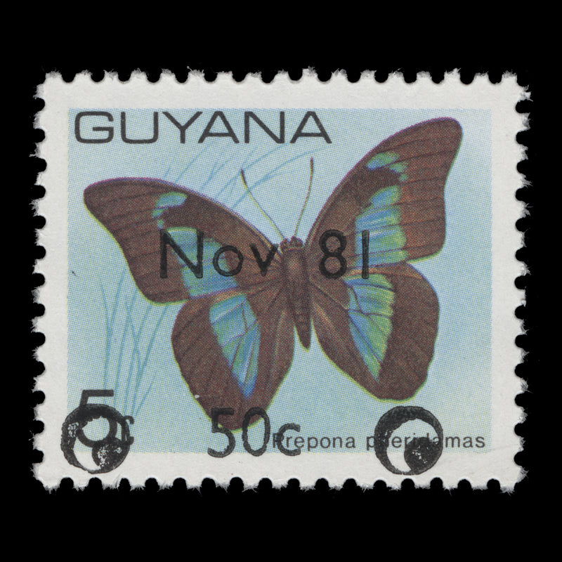 Guyana 1981 (MNH) 50c/5c Prepona Pheridamas provisional