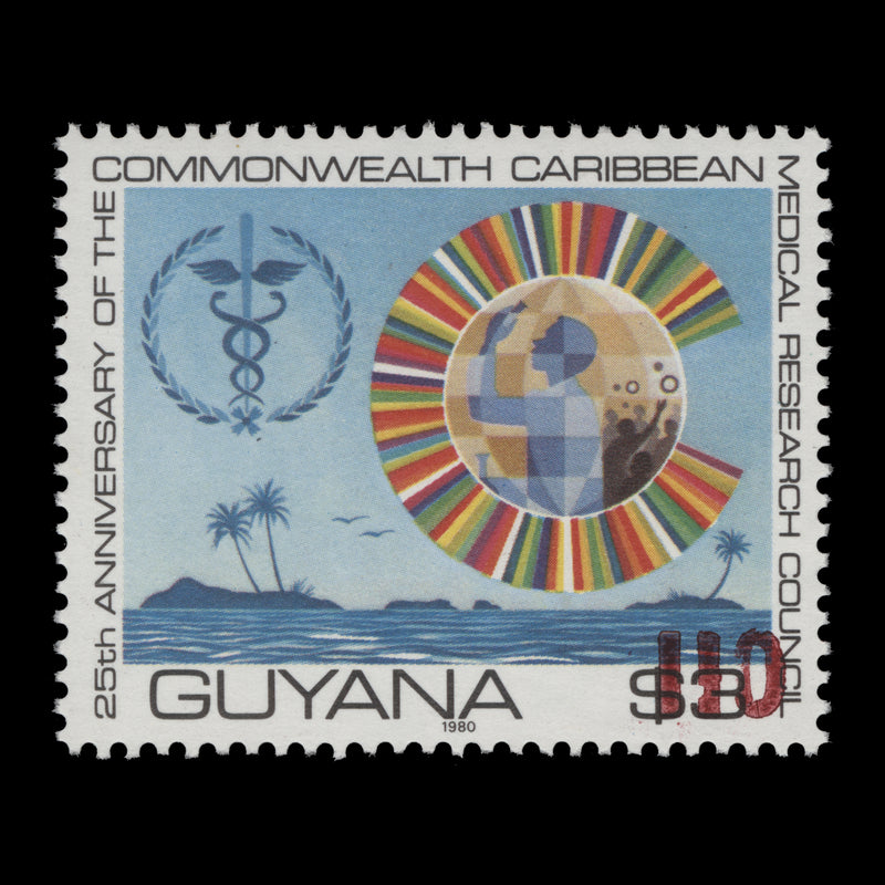 Guyana 1981 (MNH) 110c/$3 Medical Research with red surcharge