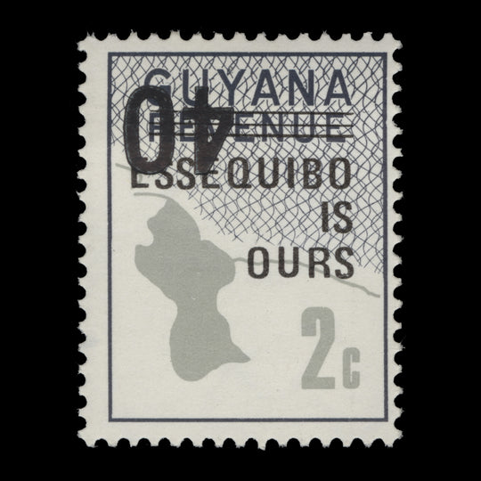 Guyana 1982 (Variety) 40c/2c Map of Guyana with inverted surcharge