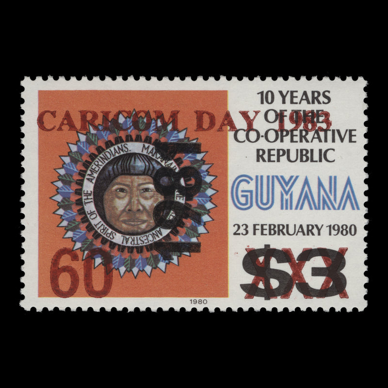 Guyana 1983 (MNH) 60c/$3 CARICOM Day provisiona