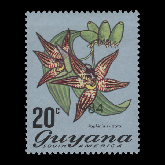 Guyana 1984 (MNH) 20c Paphinia Cristata provisional, perf 13½ x 13½