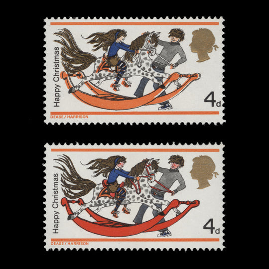 Great Britain 1968 (Variety) 4d Christmas missing vermilion