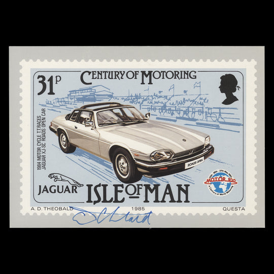 Isle of Man 1985 Motoring Centenary PHQ card signed by Tony Theobald