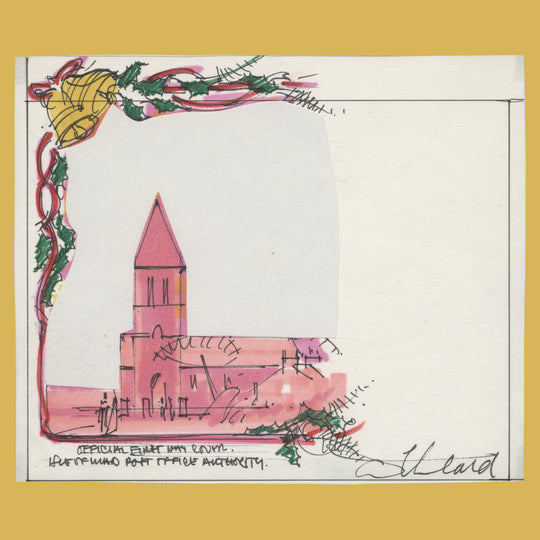 Isle of Man 1985 Christmas/Manx Churches first day cover watercolour essay